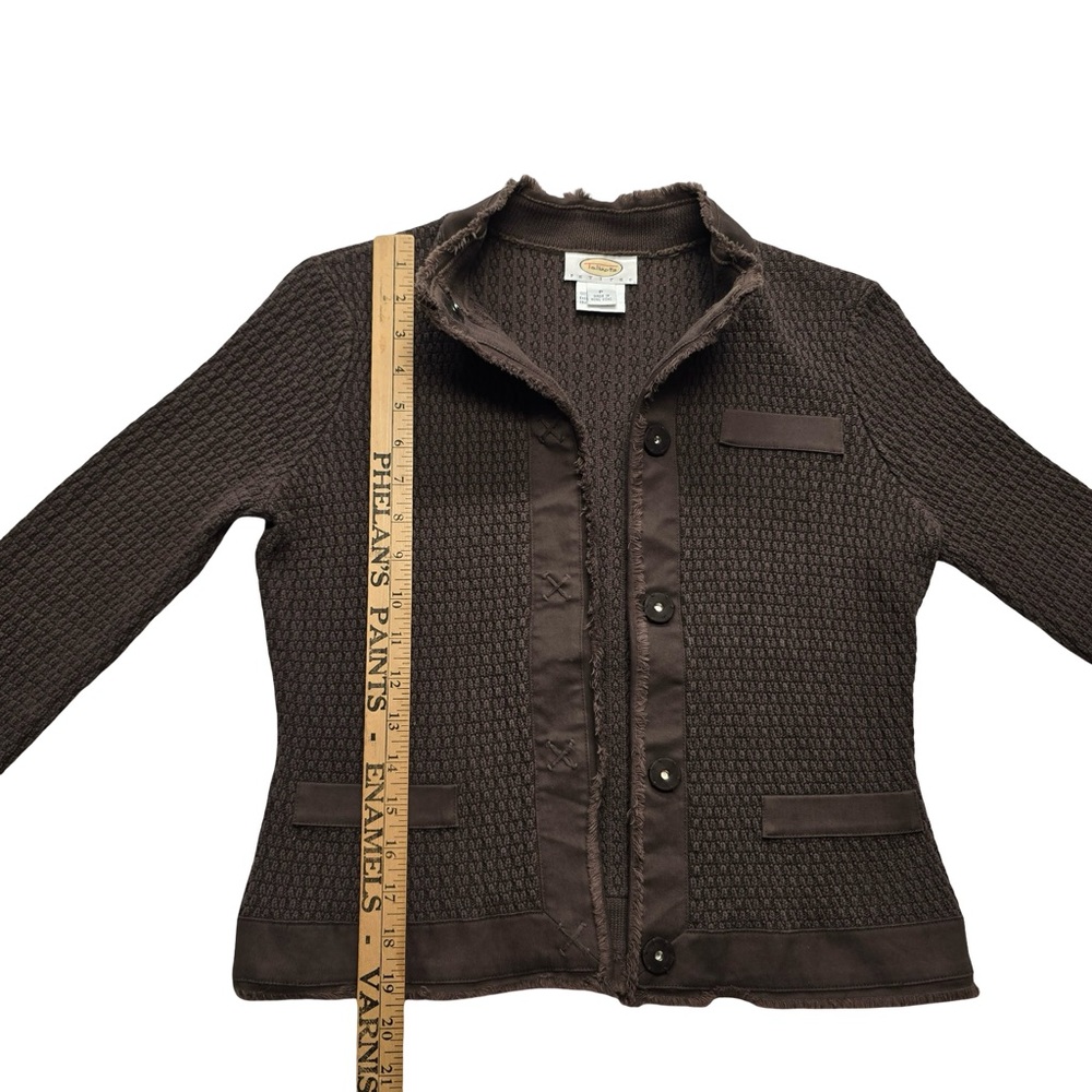Talbots Petites Knit Jacket Button Front Chocolat… - image 8